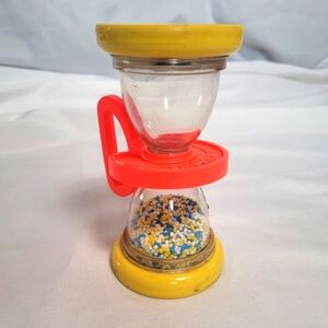 VTG Fisher Price Shake n Roll Hourglass Baby Rattle Mirror Toy